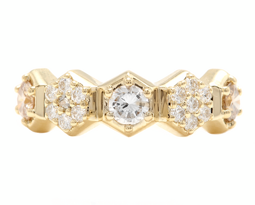 1.25ct Natural Diamond 14k Solid Yellow Gold Band Ring