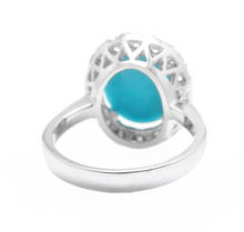 Load image into Gallery viewer, 7.65 Carats Natural Turquoise and Diamond 18k Solid White Gold Ring