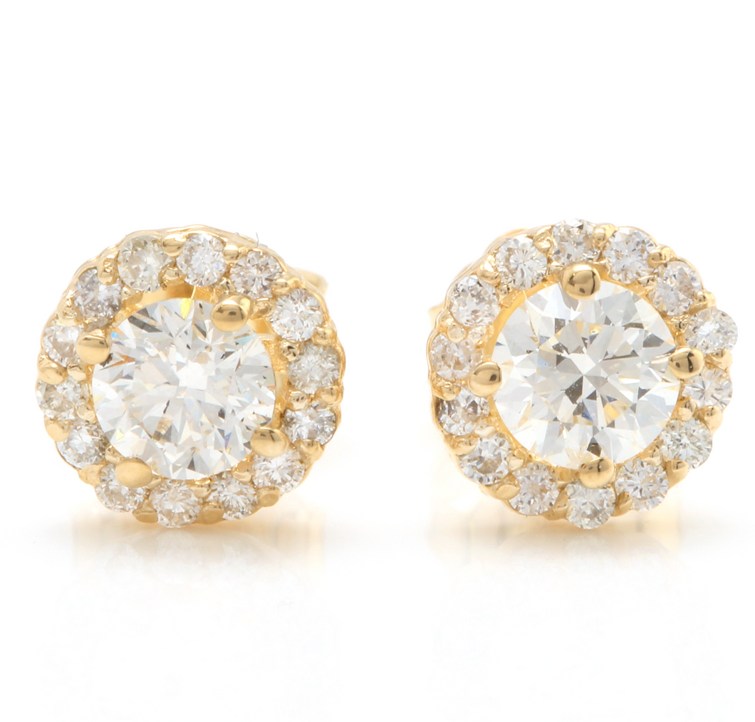 0.90ct Natural Diamond 14k Solid Yellow Gold Earrings