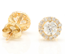 Load image into Gallery viewer, 0.90ct Natural Diamond 14k Solid Yellow Gold Earrings