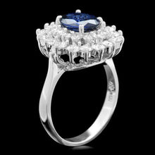 Load image into Gallery viewer, 3.10 Carats Natural Blue Sapphire and Diamond 14K Solid White Gold Ring