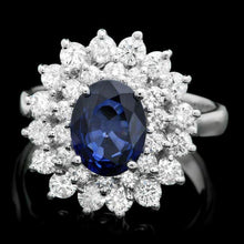Load image into Gallery viewer, 3.10 Carats Natural Blue Sapphire and Diamond 14K Solid White Gold Ring
