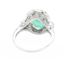 Load image into Gallery viewer, 5.00ct Natural Emerald &amp; Diamond 14k Solid White Gold Ring