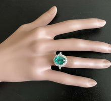 Load image into Gallery viewer, 5.00ct Natural Emerald &amp; Diamond 14k Solid White Gold Ring