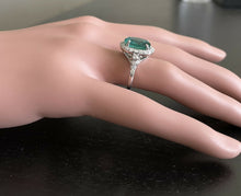 Load image into Gallery viewer, 5.00ct Natural Emerald &amp; Diamond 14k Solid White Gold Ring