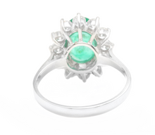 Load image into Gallery viewer, 5.50ct Natural Emerald &amp; Diamond 14k Solid White Gold Ring