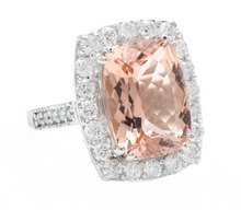 Load image into Gallery viewer, 8.20 Carats Natural Morganite and Diamond 14k Solid White Gold Ring