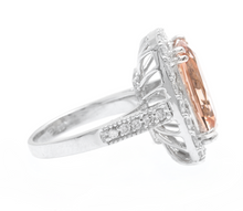 Load image into Gallery viewer, 8.20 Carats Natural Morganite and Diamond 14k Solid White Gold Ring