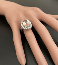 Load image into Gallery viewer, 8.20 Carats Natural Morganite and Diamond 14k Solid White Gold Ring