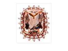 Load image into Gallery viewer, 19.20 Carats Exquisite Natural Peach Morganite and Diamond 14K Solid Rose Gold Ring