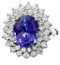 Load image into Gallery viewer, 5.20 Carats Natural Tanzanite and Diamond 14K Solid White Gold Ring