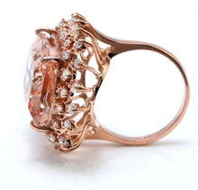 Load image into Gallery viewer, 19.20 Carats Exquisite Natural Peach Morganite and Diamond 14K Solid Rose Gold Ring