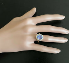 Load image into Gallery viewer, 3.70 Carats Natural Tanzanite and Diamond 14K Solid Yellow Gold Ring