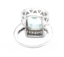 Load image into Gallery viewer, Heavy 5.80 Carats Natural Aquamarine and Diamond 14K Solid White Gold Ring