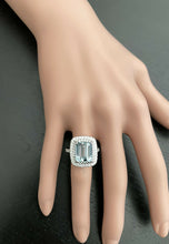 Load image into Gallery viewer, Heavy 5.80 Carats Natural Aquamarine and Diamond 14K Solid White Gold Ring