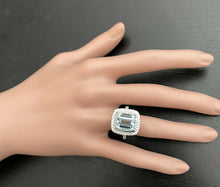 Load image into Gallery viewer, Heavy 5.80 Carats Natural Aquamarine and Diamond 14K Solid White Gold Ring