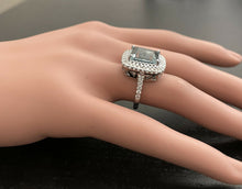 Load image into Gallery viewer, Heavy 5.80 Carats Natural Aquamarine and Diamond 14K Solid White Gold Ring