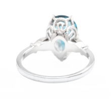 Load image into Gallery viewer, 4.08 Carats Natural London Blue Topaz and Diamond 14K White Gold Ring