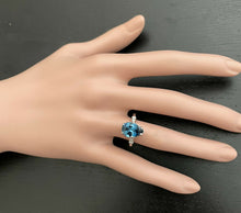 Load image into Gallery viewer, 4.08 Carats Natural London Blue Topaz and Diamond 14K White Gold Ring