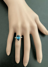 Load image into Gallery viewer, 4.08 Carats Natural London Blue Topaz and Diamond 14K White Gold Ring