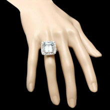 Load image into Gallery viewer, 9.60 Carats Natural Aquamarine and Diamond 14k Solid White Gold Ring