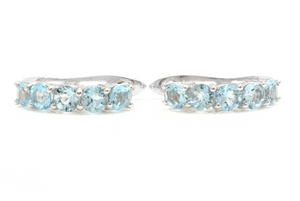 2.50 Carats Natural Aquamarine 14k Solid White Gold Huggie Earrings
