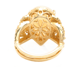 5.50ct Natural Ethiopian Opal and Diamond 14k Solid Yellow Gold Ring