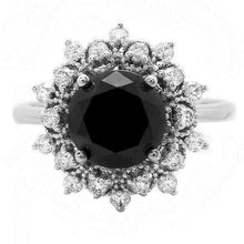 Load image into Gallery viewer, 2.70Ct Natural Black and White Diamond 14K Solid White Gold Ring