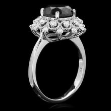 Load image into Gallery viewer, 2.70Ct Natural Black and White Diamond 14K Solid White Gold Ring