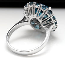Load image into Gallery viewer, 8.45 Carats Natural Impressive London Blue Topaz and Diamond 14K White Gold Ring