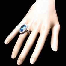 Load image into Gallery viewer, 12.40 Carats Natural Blue Topaz and Diamond 14K Solid White Gold Ring