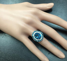 Load image into Gallery viewer, 8.45 Carats Natural Impressive London Blue Topaz and Diamond 14K White Gold Ring