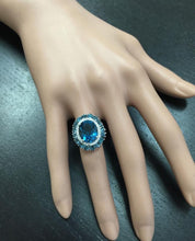 Load image into Gallery viewer, 8.45 Carats Natural Impressive London Blue Topaz and Diamond 14K White Gold Ring