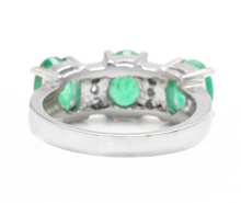 Load image into Gallery viewer, 2.85ct Natural Emerald &amp; Diamond 14k Solid White Gold Ring
