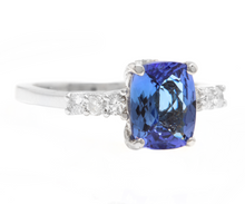 Load image into Gallery viewer, 2.50 Carats Natural Tanzanite and Diamond 14k Solid White Gold Ring