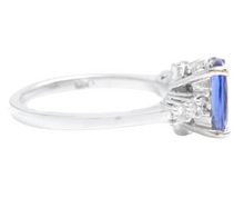 Load image into Gallery viewer, 2.50 Carats Natural Tanzanite and Diamond 14k Solid White Gold Ring