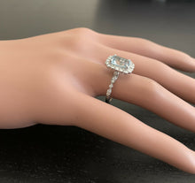 Load image into Gallery viewer, 2.60 Carats Natural Aquamarine and Diamond 14k Solid White Gold Ring