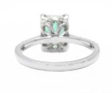 Load image into Gallery viewer, 2.00ct Natural Emerald &amp; Diamond 14k Solid White Gold Ring