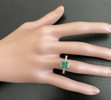 Load image into Gallery viewer, 2.00ct Natural Emerald &amp; Diamond 14k Solid White Gold Ring