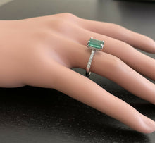 Load image into Gallery viewer, 2.00ct Natural Emerald &amp; Diamond 14k Solid White Gold Ring