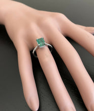 Load image into Gallery viewer, 2.00ct Natural Emerald &amp; Diamond 14k Solid White Gold Ring