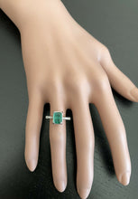 Load image into Gallery viewer, 2.00ct Natural Emerald &amp; Diamond 14k Solid White Gold Ring