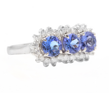 Load image into Gallery viewer, 2.20 Carats Natural Tanzanite and Diamond 14k Solid White Gold Ring