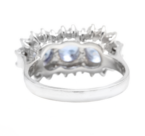 2.20 Carats Natural Tanzanite and Diamond 14k Solid White Gold Ring