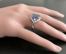 Load image into Gallery viewer, 6.00 Carats Natural Tanzanite and Diamond 18k Solid White Gold Ring