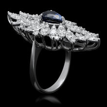 Load image into Gallery viewer, 5.80 Carats Natural Blue Sapphire and Diamond 14K Solid White Gold Ring