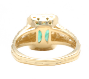 2.60ct Natural Emerald & Diamond 18k Solid Yellow Gold Ring