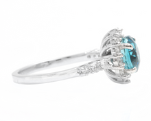 Load image into Gallery viewer, 4.75 Carats Natural Blue Zircon and Diamond 14k Solid White Gold Ring