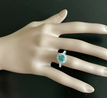 Load image into Gallery viewer, 4.75 Carats Natural Blue Zircon and Diamond 14k Solid White Gold Ring