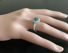 Load image into Gallery viewer, 4.75 Carats Natural Blue Zircon and Diamond 14k Solid White Gold Ring